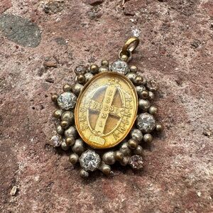 Virgins Saints & Angels San Benito Pendant w/ Swarovski Crystals